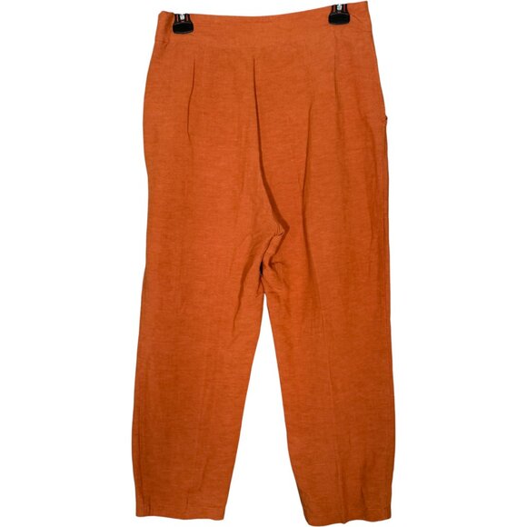 Eve Gravel Orange Straight Leg Crop Pants Viscose Linen Minimalist Slow Fashion - Picture 2 of 7